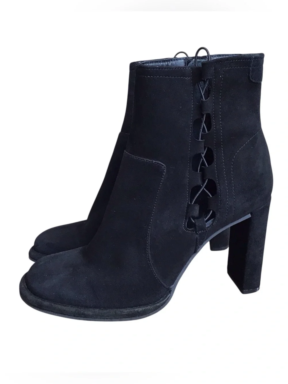 Free People Marietta Laced Detail Black Suede Boots